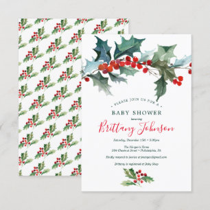 Invitación a Baby Shower de Holiday Holly