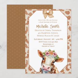 Invitación a Baby Shower de Holy Cow Floral Brown