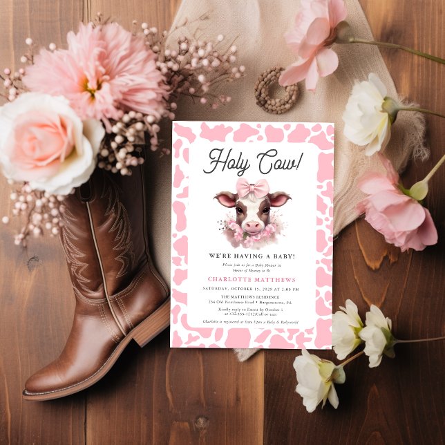 Invitación a Baby Shower de Holy Cow Pink Boho (Subido por el creador)