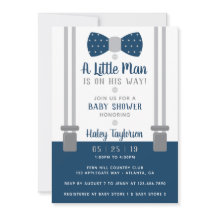 Invitación a Baby Shower de hombrecito, azul marin