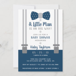 Invitación a Baby Shower de hombrecito, azul marin