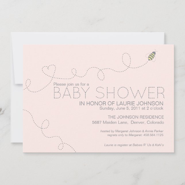 Invitación a Baby Shower de Honey Bee (Anverso)