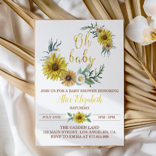 Invitación a Baby Shower de Honey Bee Sunflower