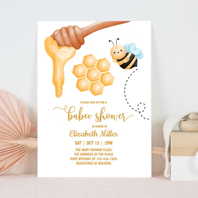 Invitación a Baby Shower de HoneyComb y Bee (Subido por el creador)