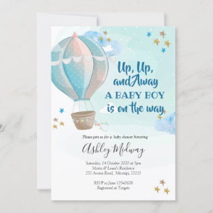 Invitación a Baby Shower de Hot Air Balloon Boy