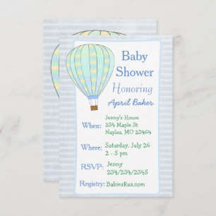 Invitación a Baby Shower de Hot Air Balloon Boy