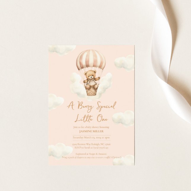 Invitación a Baby Shower de Hot Ballon Teddy Bear  (Subido por el creador)
