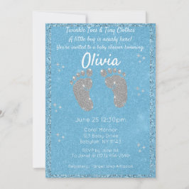 Invitación a Baby Shower de huella de purpurina
