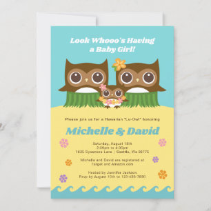 Invitación a Baby Shower de Hula Owl Hawaiian