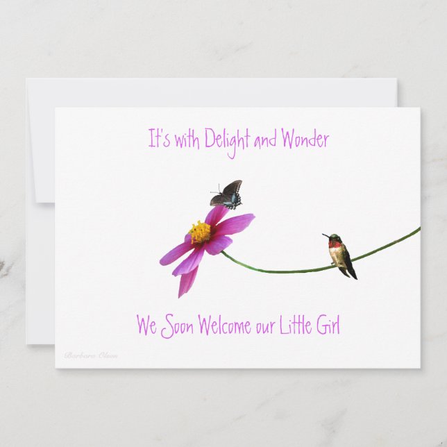 Invitación a Baby Shower de Hummingbird (Anverso)