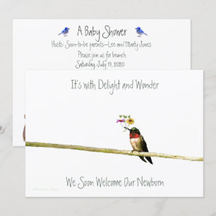 Invitación a Baby Shower de Hummingbird: neutral e