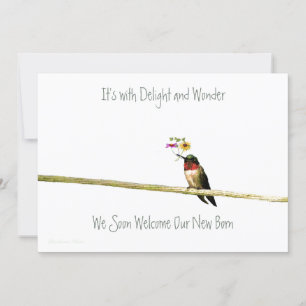 Invitación a Baby Shower de Hummingbird: neutral e