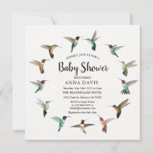 Invitación a Baby Shower de Hummingbirds