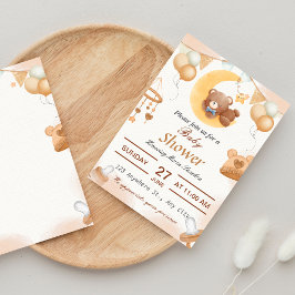 Invitación a Baby Shower de Ilustracion marrón