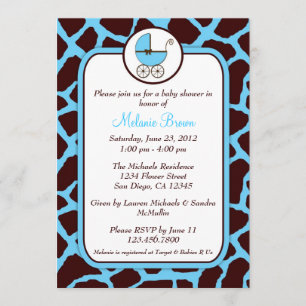 Invitación a Baby Shower de impresión de jirafa az