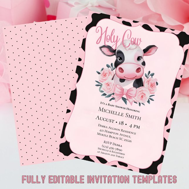 Invitación a Baby Shower de impresión de vaca flor (Subido por el creador)