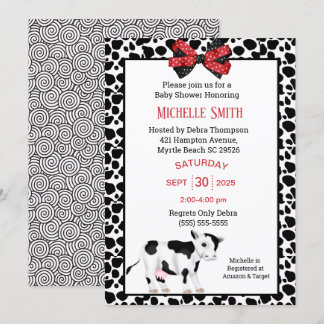 Invitación a Baby Shower de impresión de vaca mate