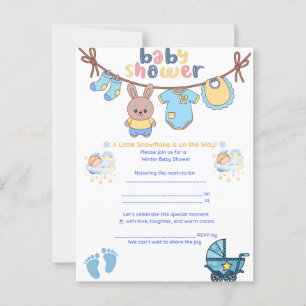 Invitación a Baby Shower de invierno con copo de n