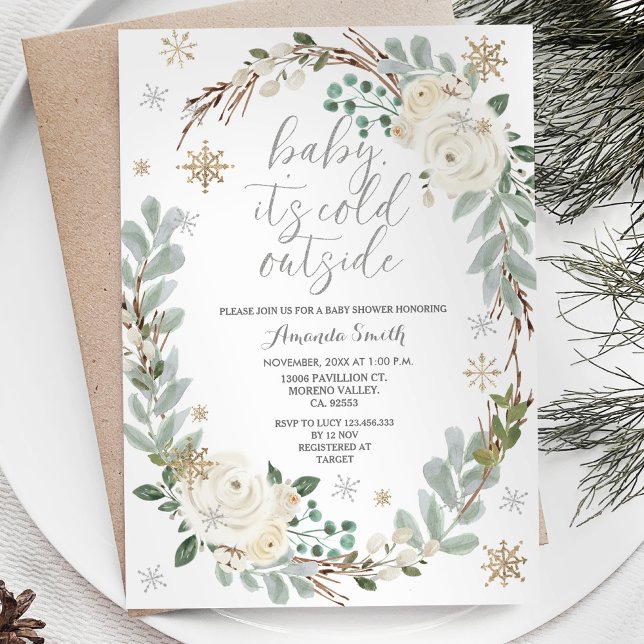 Invitación a Baby Shower de invierno con flores bl (Subido por el creador)