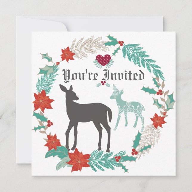 Invitación a Baby Shower de invierno de Deer Folk  (Anverso)