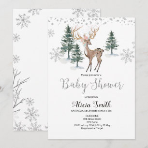 Invitación a Baby Shower de invierno de venado