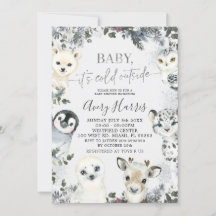 Invitación a Baby Shower de invierno para los anim