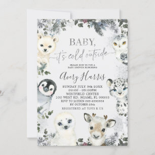Invitación a Baby Shower de invierno para los anim