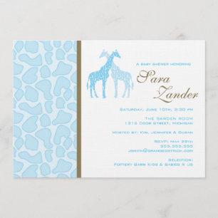 Invitación a Baby Shower de jirafas gemelas - Chic