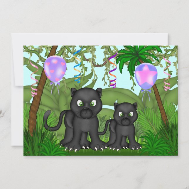 Invitación a Baby Shower de Jungle Black Panther (Anverso)