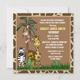 Invitación a Baby Shower de Jungle Safari