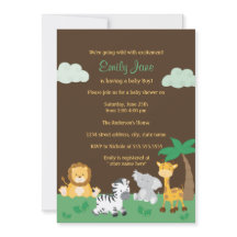Invitación a Baby Shower de Jungle Safari Boy