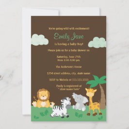 Invitación a Baby Shower de Jungle Safari Boy