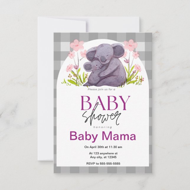 Invitación a Baby Shower de Koala Bear (Anverso)