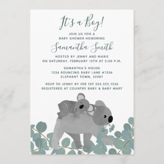 Invitación a Baby Shower de Koala Bear