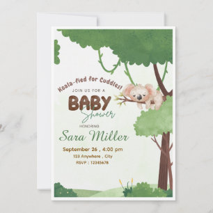 Invitación a baby shower de koala del bosque