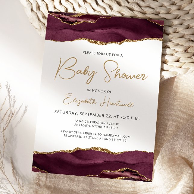 Invitación a Baby Shower de la Agate de Oro de Bor (Subido por el creador)
