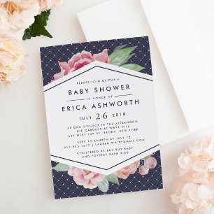 Invitación a Baby Shower de la antigua Peonía   Ar