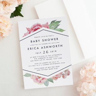 Invitación a Baby Shower de la antigua Peonía   Bl