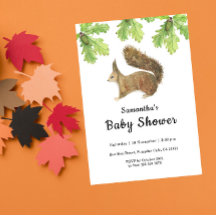 Invitación a Baby Shower de la ardilla otoñal