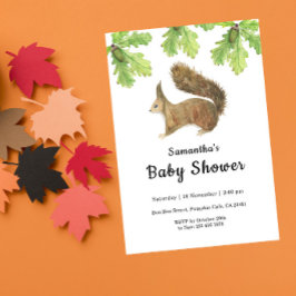 Invitación a Baby Shower de la ardilla otoñal