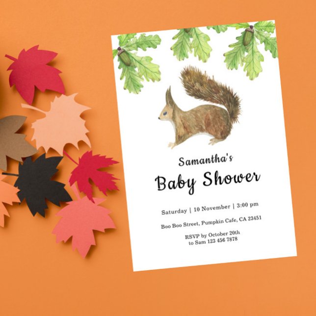 Invitación a Baby Shower de la ardilla otoñal (Subido por el creador)