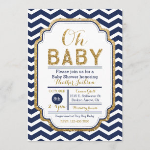 Invitación A Baby Shower De La Armada Chevron Y Go