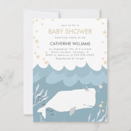 Invitación a Baby Shower de la ballena blanca de b
