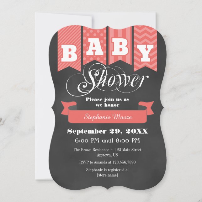 Invitación a Baby Shower de la bandera de la placa (Anverso)