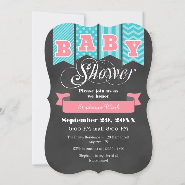 Invitación a Baby Shower de la bandera de la placa (Anverso)