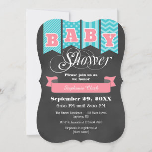 Invitación a Baby Shower de la bandera de la placa