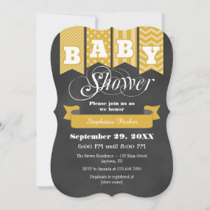 Invitación a Baby Shower de la bandera de la placa