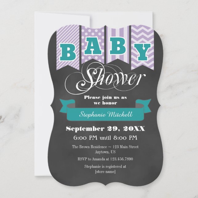 Invitación a Baby Shower de la bandera del tablero (Anverso)