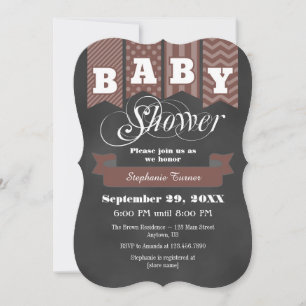 Invitación a Baby Shower de la bandera marrón de c