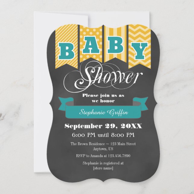 Invitación a Baby Shower de la Bandera Verde azula (Anverso)